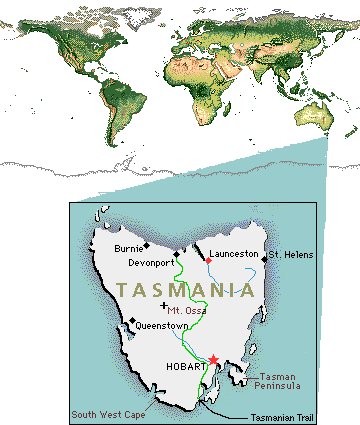 Tasmania on the World Map